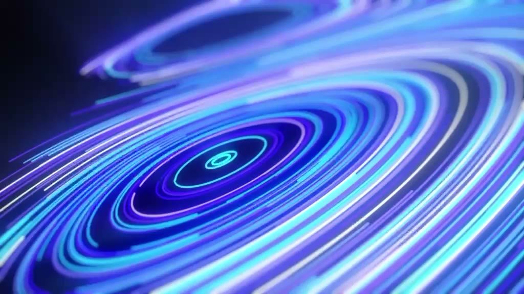 Spiral of blue and violet light filaments from the Avalon Studio brand film