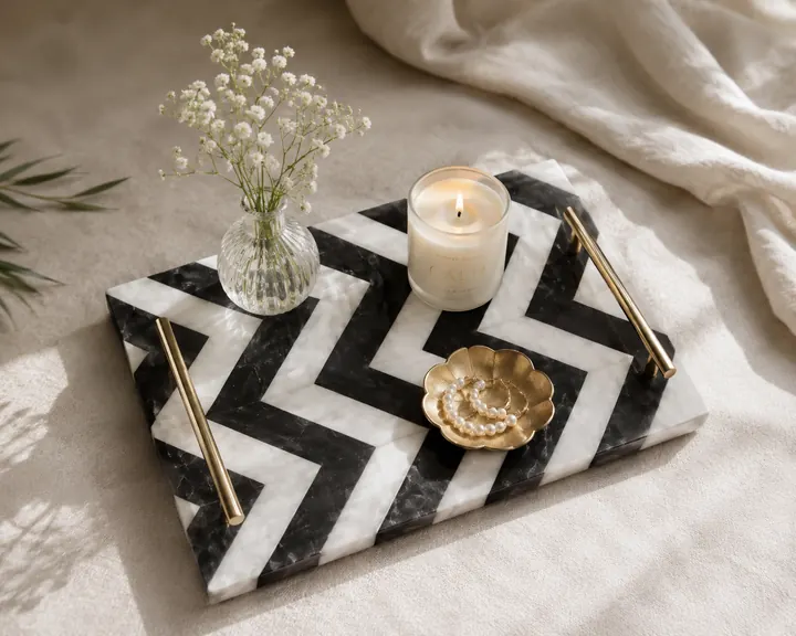 Chevron Marble Decorative Tray