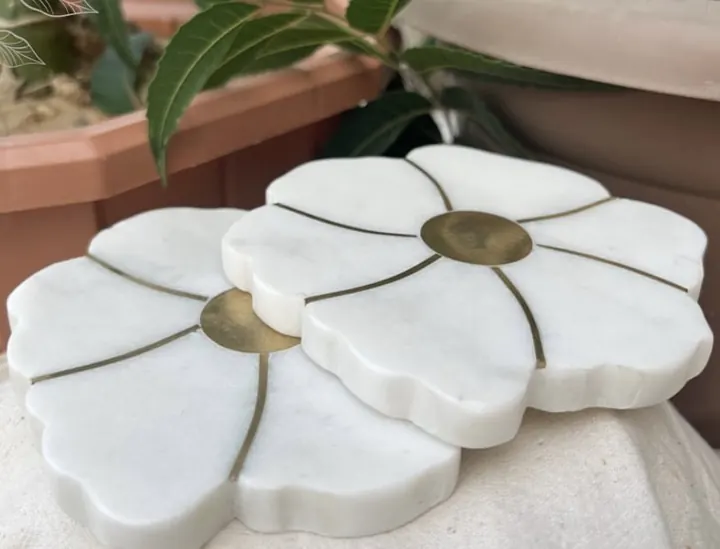 Marble Phool Coasters set of 6